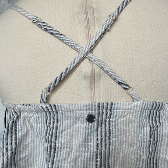 VOLCOM Winding Roads Midi Dress Striped Cold Shoulder Button Front Strappy XS - Picture 4 of 7